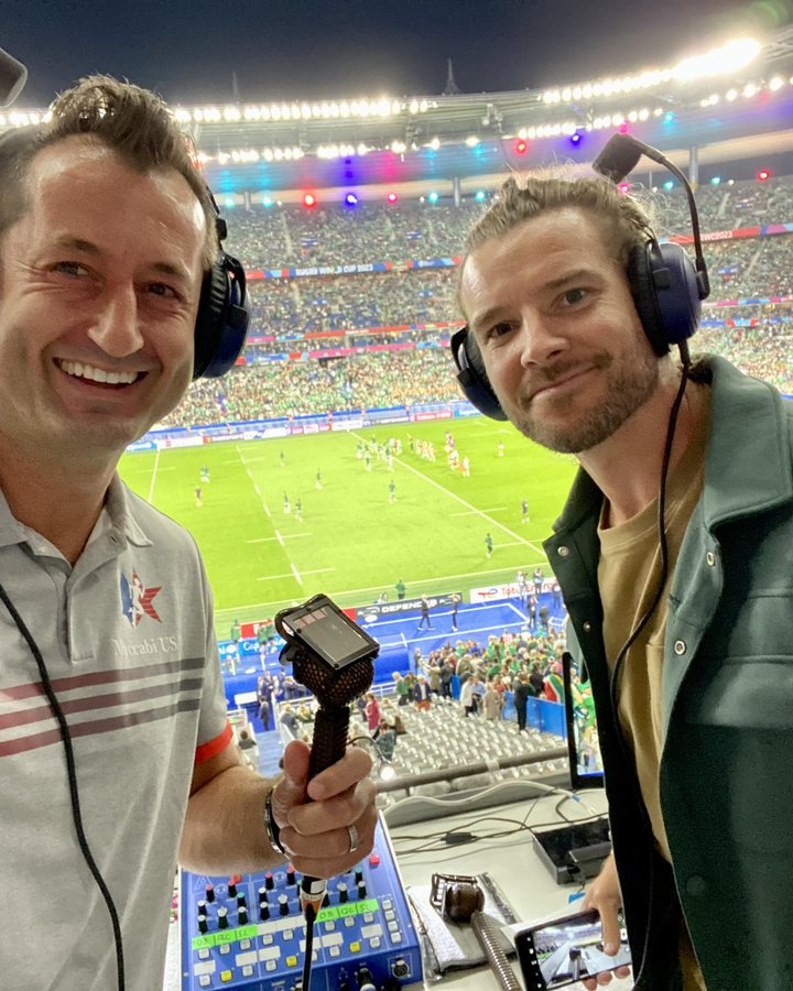 Dallen Stanford in the commentary booth with his co-commentator