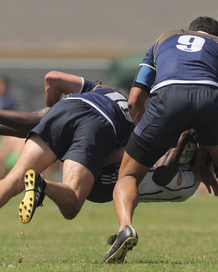 A big tackle during a sevens match