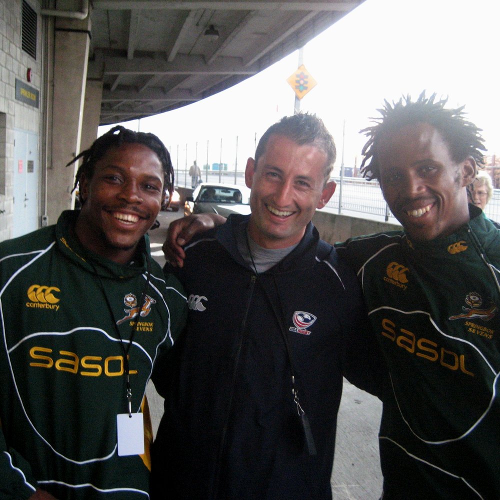Dallen Stanford with South Africa sevens players