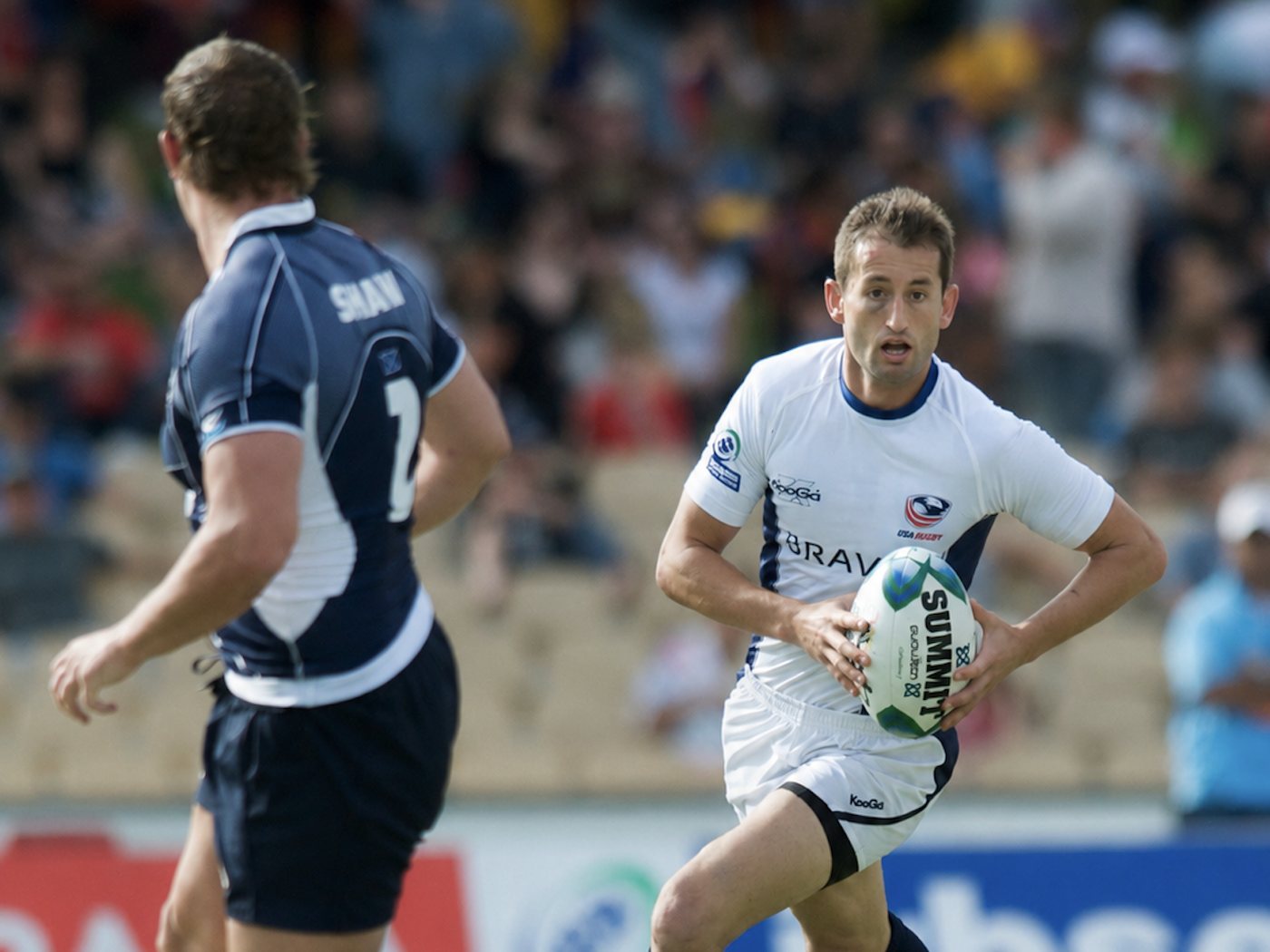 Dallen Stanford carrying the ball for USA Sevens